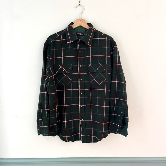 Vintage 90’s Green Flannel Shirt - Picture 1 of 6